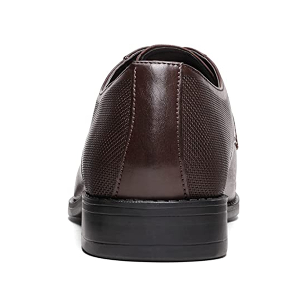 Men's Cap-Toe PU Leather Oxford Shoes - DARK BROWN - 4